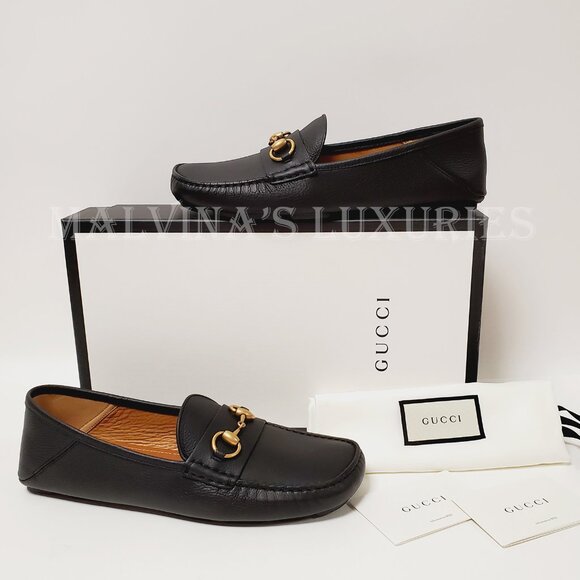 GUCCI SHOES MENS DRIVER HORSEBIT MOCCASINS BLACK LEATHER LOAFERS sz 11G 11.5 - Picture 2 of 16